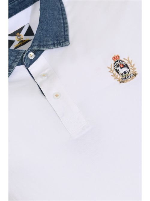 Polo Avvocato in cotone stretch con logo Bianco JOHNNY LAMBS | AVVOCATO001